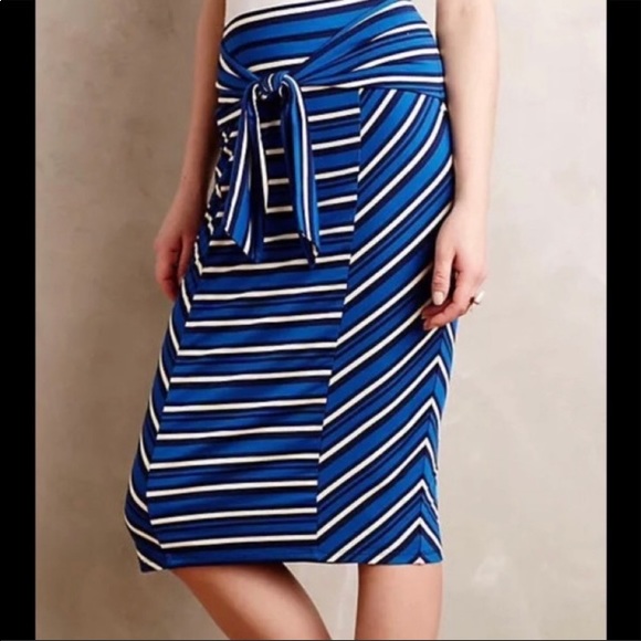Anthropologie Dresses & Skirts - Anthropologie Lilka Midi Blue Stripe Pencil Skirt